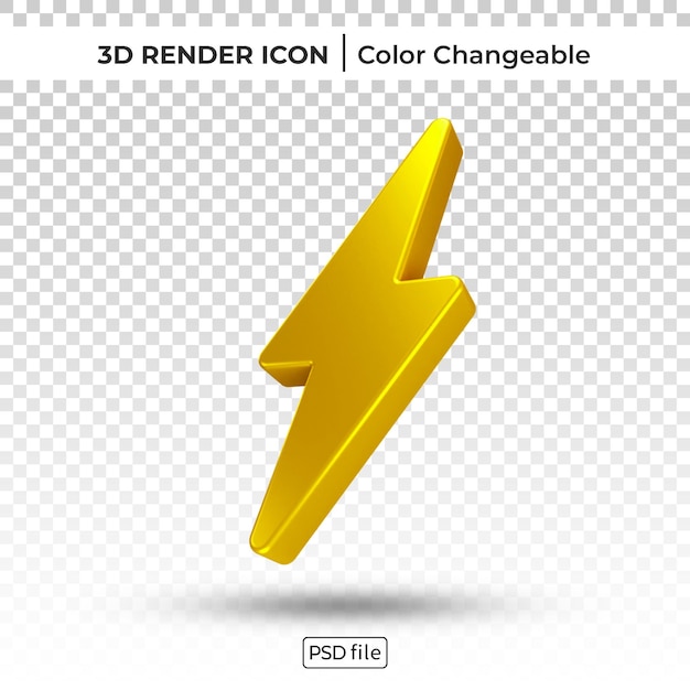Złoty Grzmot Ikona Zmieniająca Kolor Renderowania 3d