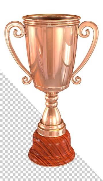 PSD złoty kubek trofeum wyizolowany na białym tle 3d rendering