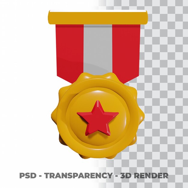 PSD złoty medal 3d i wstążka z przezroczystym tłem