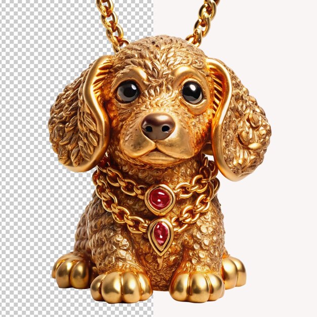 PSD złoty pies z łańcuchem, na którym jest napisane pies.