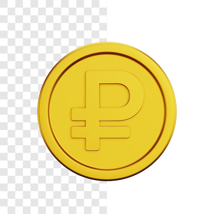 PSD złoty rubel moneta 3d ilustracja koncepcja