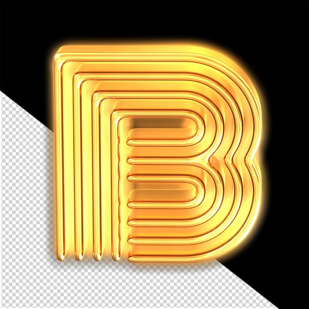 PSD złoty świecący symbol litera b