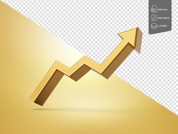 Złoty Wzrost Strzała W Górę Sukces Wyizolowany Na Złotym Tle Ilustracja 3d