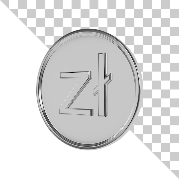 PSD zloty zilveren munt 3d-pictogram