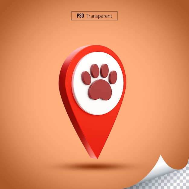 PSD znacznik lokalizacji kliniki weterynaryjnej ikona renderowana w 3d ikona lokalizacji sklepu z zwierzętami zwierzęcymi wystawa i koncepcja schroniska dla zwierząt