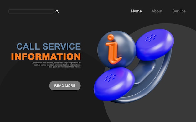 Znak Informacyjny Połączenia Na Ciemnym Tle Koncepcja Renderowania 3d Dla Obsługi Klienta
