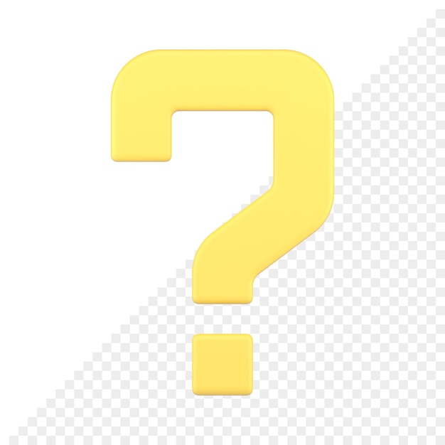 PSD znak zapytania żółty punkt zapytania faq pomoc rozwiązanie problemu informacje pomysł ikona 3d