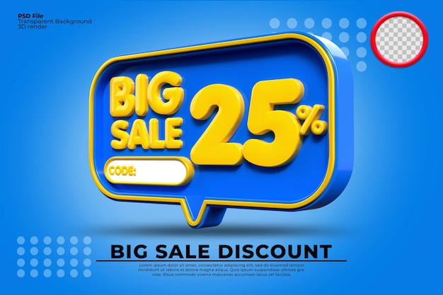 Zniżka na wyprzedaż flash 3D numer 25 w żółtych czarnych kolorach, baner sklepu internetowego, oferta specjalna, czarny