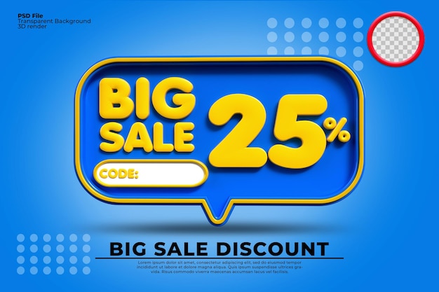Zniżka na wyprzedaż flash 3D numer 25 w żółtych czarnych kolorach, baner sklepu internetowego, oferta specjalna, czarny