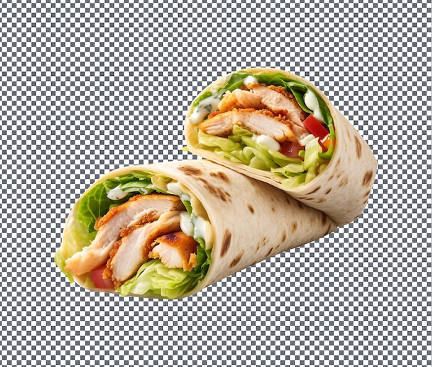 PSD zo lekker chicken caesar wrap geïsoleerd op transparante achtergrond