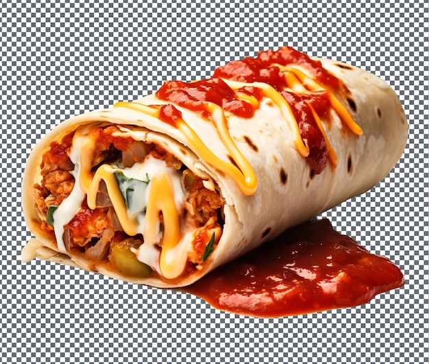 PSD zo lekker ontbijt burrito met salsa geïsoleerd op transparante achtergrond