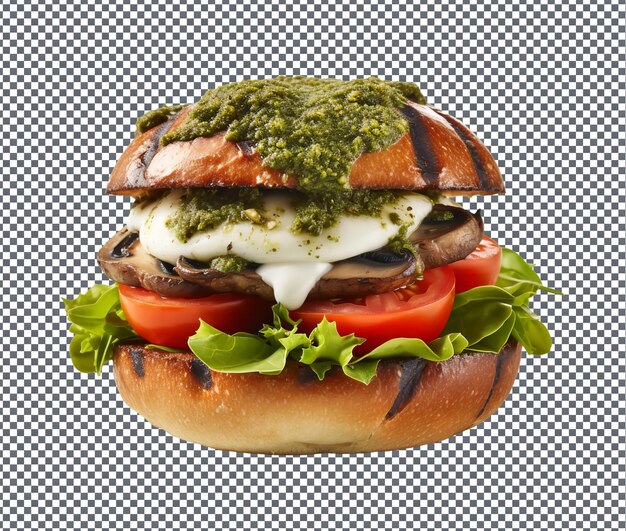 PSD zo smakelijke pesto portobello burge geïsoleerd op transparante achtergrond