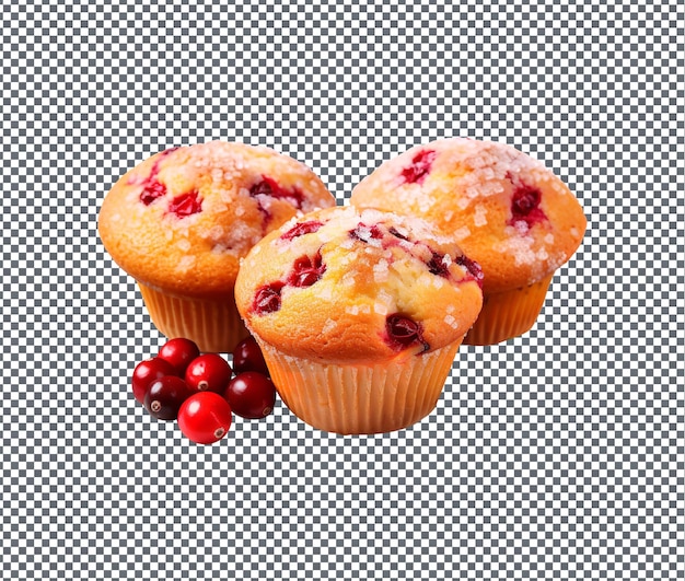 PSD zo zoete cranberry muffins geïsoleerd op transparante achtergrond