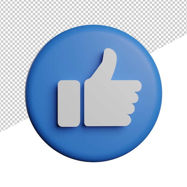 Zoals blauwe sociale media elemnent vooraanzicht 3d illustratie rendering pictogram transparante achtergrond