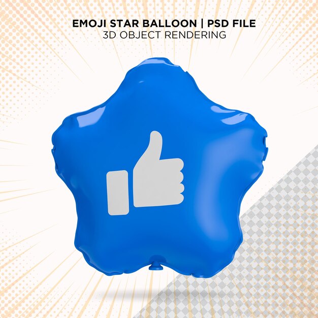 Zoals emoji ballon ster stijl 3D-rendering geïsoleerd