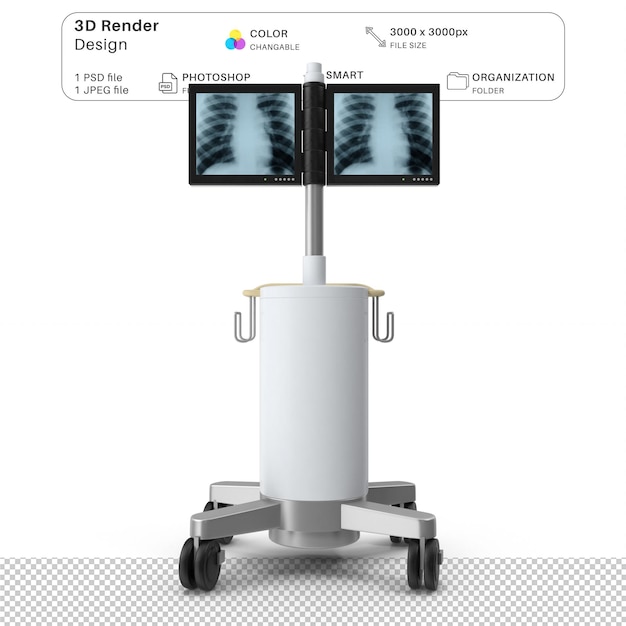 PSD zobacz stację medyczną model 3d model 3d plik psd realistyczny sprzęt medyczny