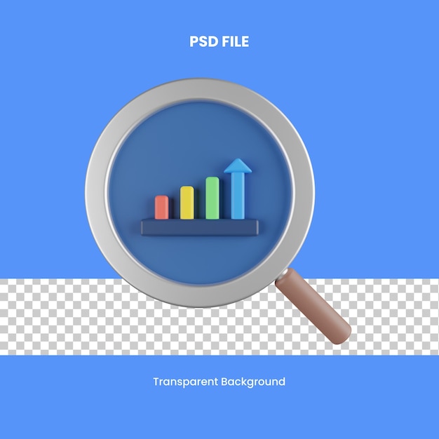 PSD zoekanalyse 3d-rendering pictogram illustratie analytics