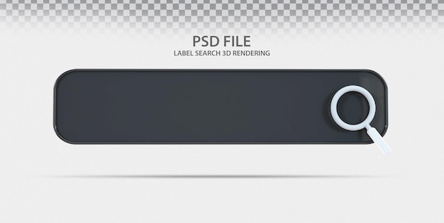 PSD zoeklabel zwart 3d