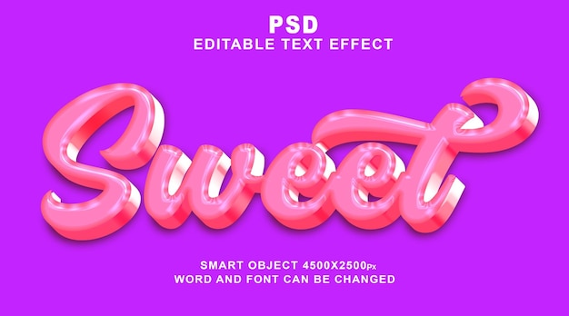 PSD zoet 3d bewerkbaar psd-teksteffect met schattige achtergrond