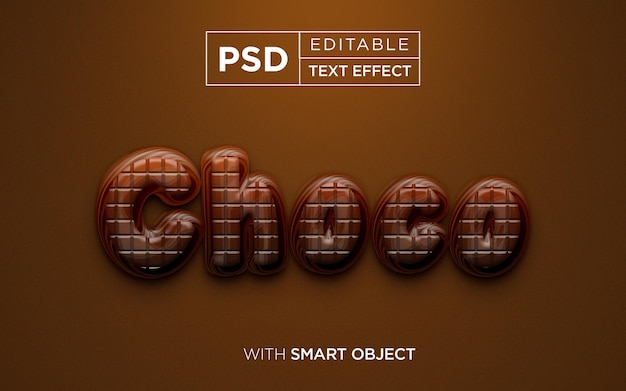 PSD zoete chocolade teksteffect choco bewerkbaar teksteffect