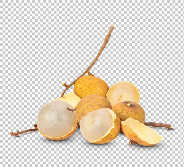 Zoete longan fruit geïsoleerd op een witte achtergrond clipping path