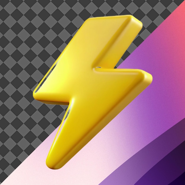 Żółta 3D ilustracja błyskawicy