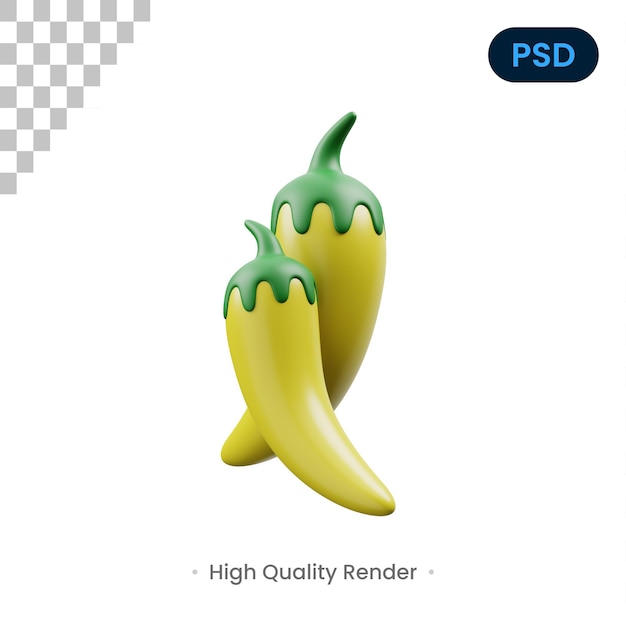 Żółta Ikona 3d Chilli Premium Psd2