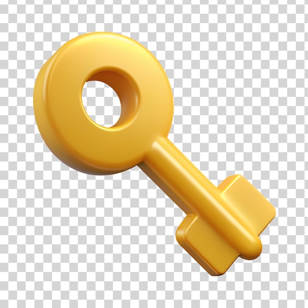 PSD Żółta ikona klucza 3d izolowana na przezroczystym tle