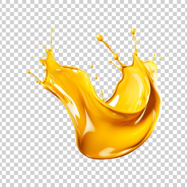 Żółta plamka cieczy lub plamka oleju izolowana na przezroczystym tle