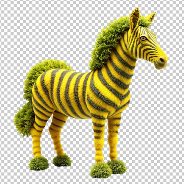 PSD Żółta zebra topiary koncepcja na przezroczystym tle