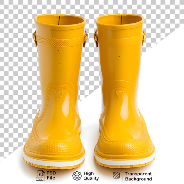 PSD Żółte buty deszczowe izolowane na przezroczystym tle zawierają plik png