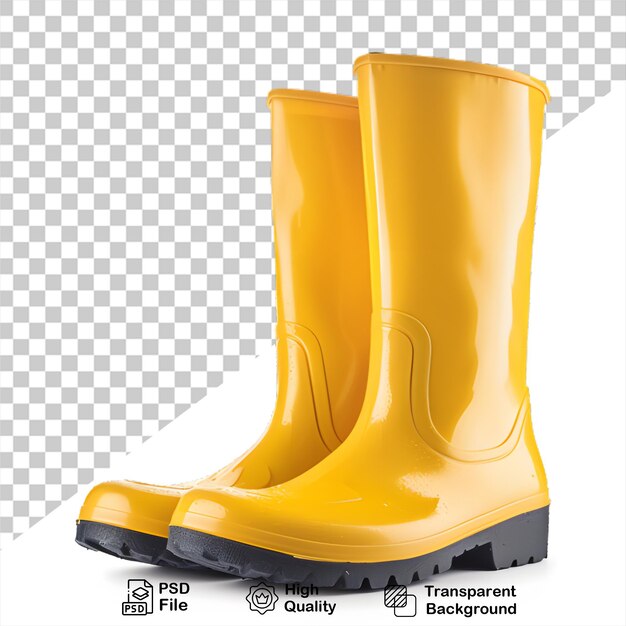 PSD Żółte buty deszczowe izolowane na przezroczystym tle zawierają plik png