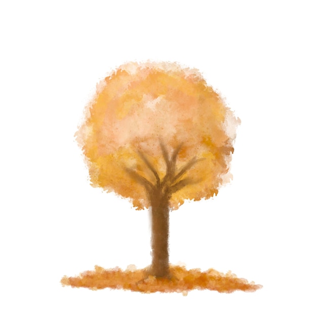 PSD Żółte drzewo z liściem pośrodku