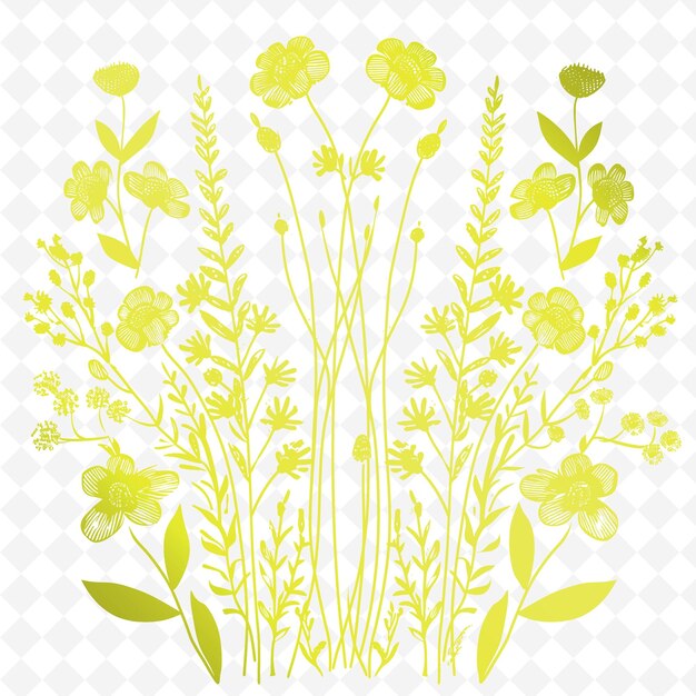 PSD Żółte kwiaty na białym tle ilustracja sztuki wektorowej