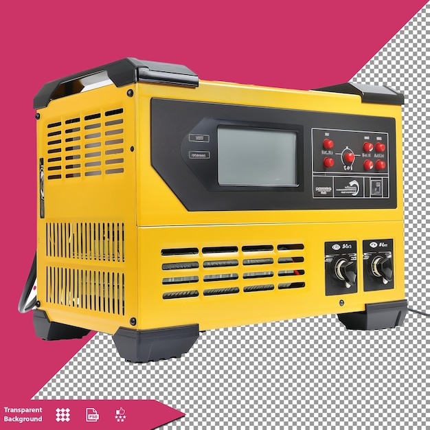 PSD Żółte urządzenie elektryczne z czerwonym tłem