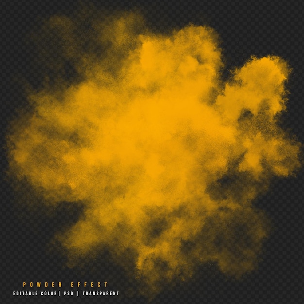 Żółty dymny proszek chmurowy na przezroczystym tle