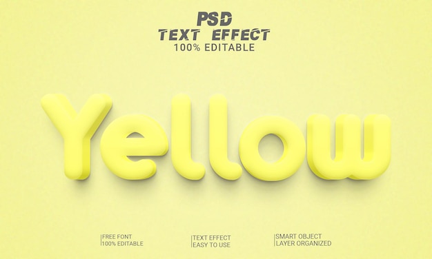 Żółty Efekt Edytowalnego Stylu Tekstu 3d Plik Psd Premium Z Tłem