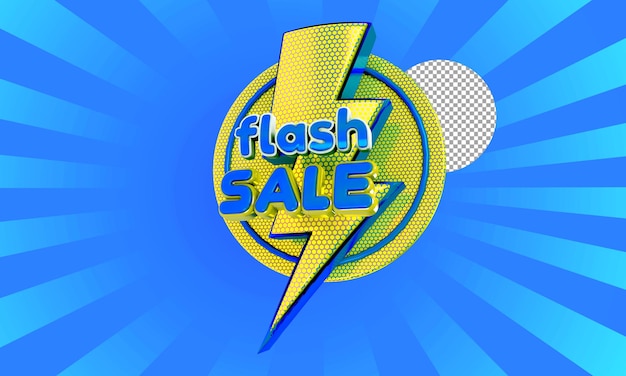 żółty i niebieski znak z napisem "Flash sale"