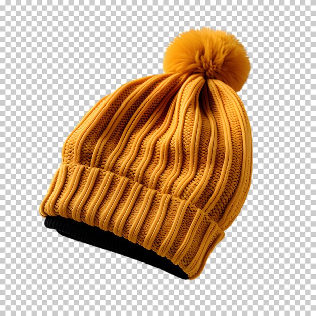 PSD Żółty kapelusz zimowy izolowany na przezroczystym tle