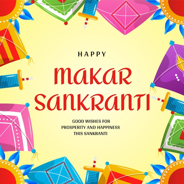 Żółty kolorowy tradycyjny festiwal Makar Sankranti Instagram Post