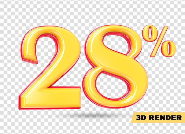 żółty numer renderowania 3d