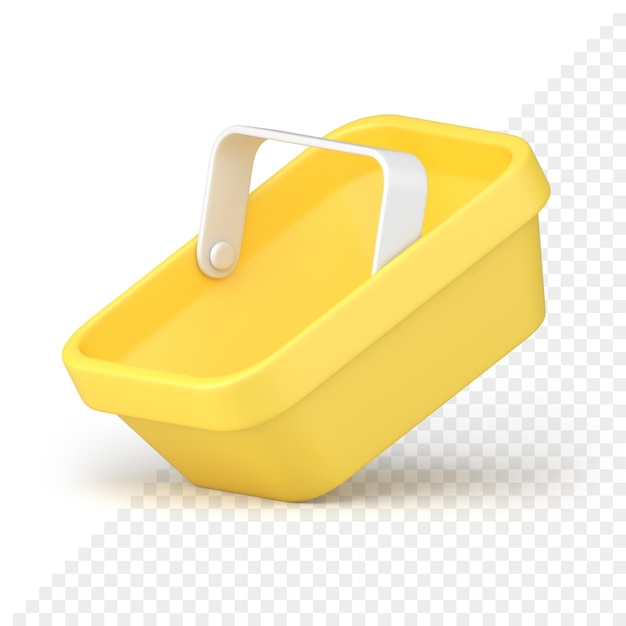 Żółty Plastikowy Kosz Na Zakupy Zakupy Online Dostawa Towarów Realistyczna Ikona 3d