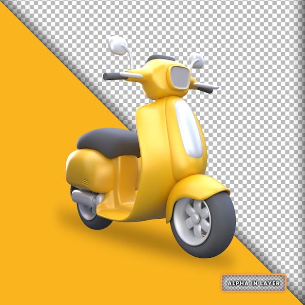 Żółty skuter w stylu kreskówki Renderowanie 3D