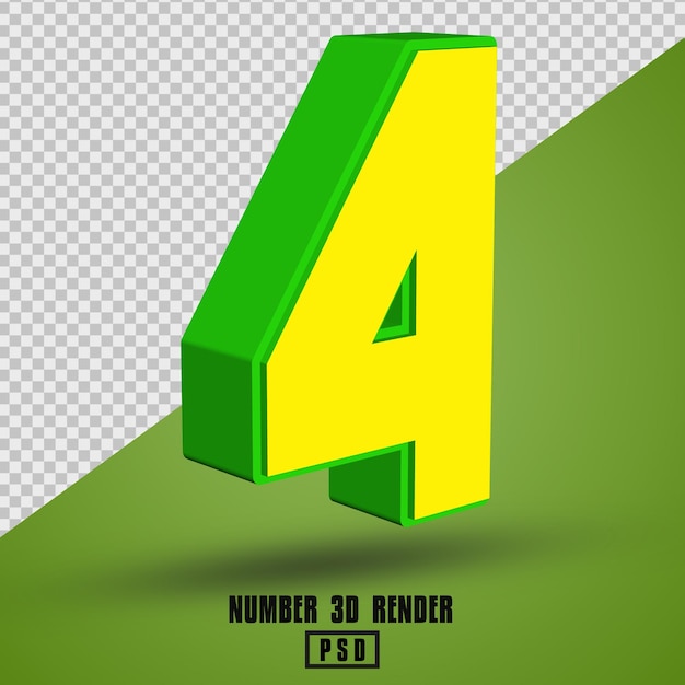 żółty zielony numer renderowania 3D