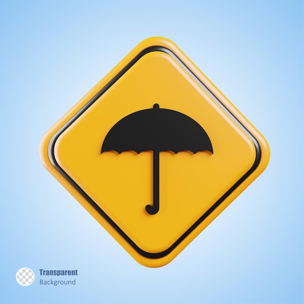 PSD Żółty znak parasola na ilustracji renderowania 3d