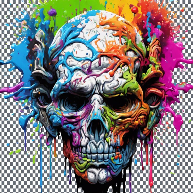 PSD zombi style splash art logo isolated on transparent background