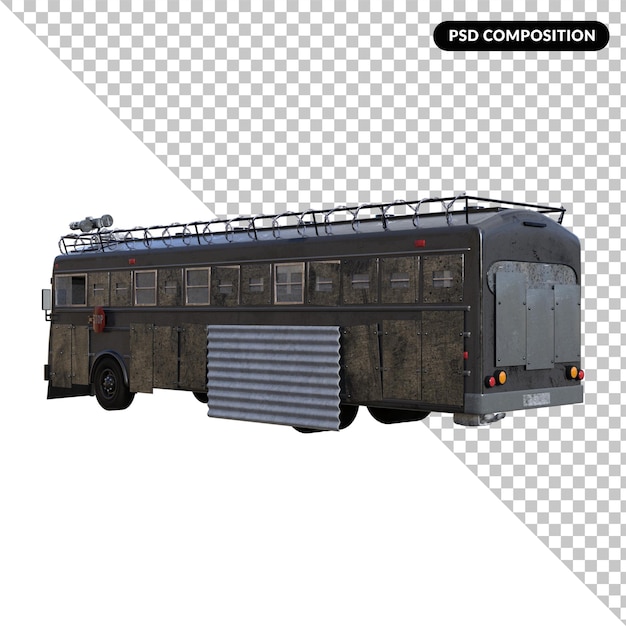 Zombie bus geïsoleerd 3d-rendering