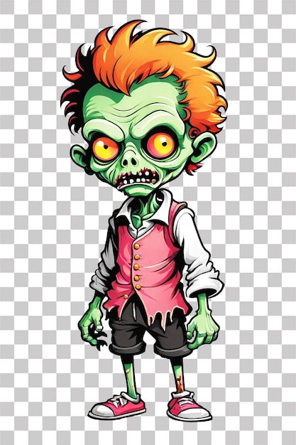 Zombie cartoon character isolated on transparent background