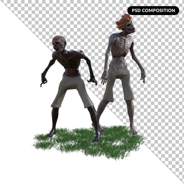 Creatura zombie isolata 3d