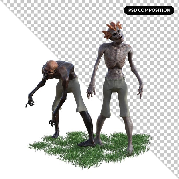 Creatura zombie isolata 3d